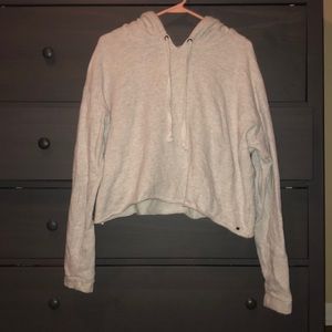 AE HEATHER GREY CROPPED HOODIE